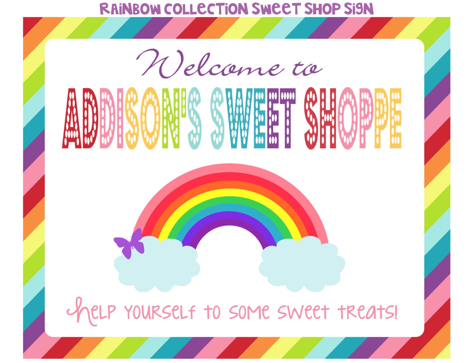 Rainbow Collection Sweet Shoppe -- Candy Buffet/Candy Bar Sign -- 8x10 Print Your Own