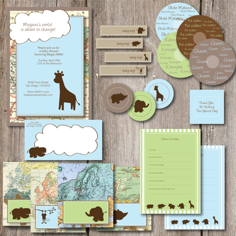 Printable Around the World Baby Shower - Baby Boy