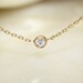 Solitaire diamond and 18k yellow gold necklace, Bezel set diamond necklace, Bezel diamond pendant, Bride necklace