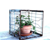 Vintage Metal Milk Crate / Industrial Storage / Dairy Crate