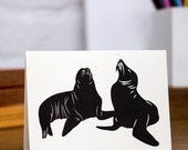 Sea Lions Blank Greetings Card