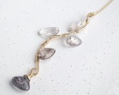 Moss Amethyst & 14k Gold-Filled Leaves on a Branch Necklace