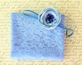 baby lace wrap..baby girl wrap set..newborn wrap headband set...baby photography prop..blue lace wrap
