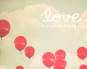 Valentines Card - Digital Greeting Card - red balloons - romantic - vintage style - vintage valentine