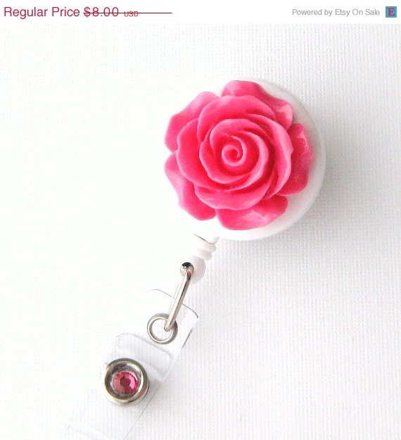 Rosebud - ID Badge Holder - Flower Badge Reels - Designer ID Reel - Nurse Gifts - Pretty Name Badge Clips - BadgeBlooms