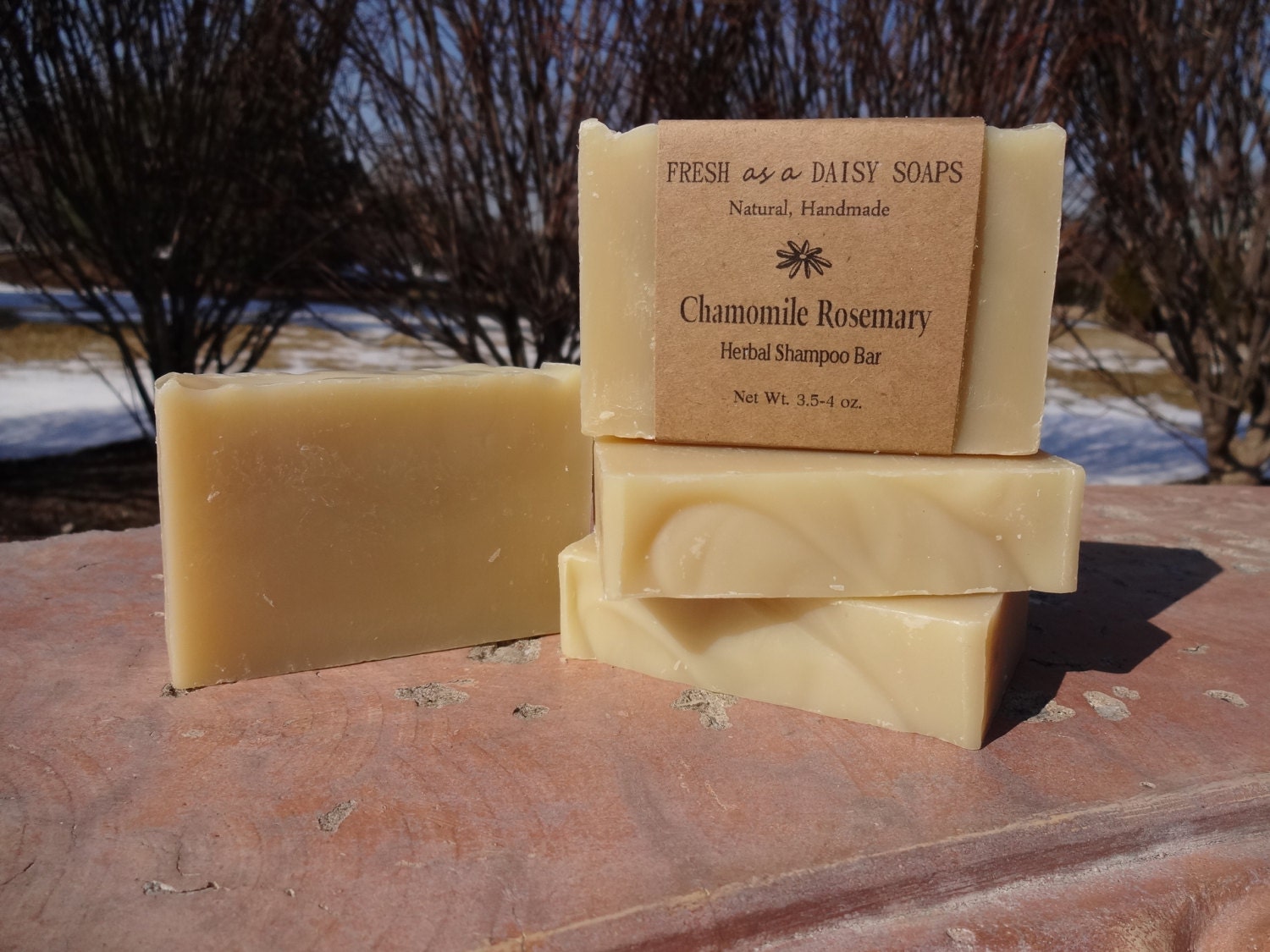 Chamomile Rosemary Herbal Shampoo Bar, Handmade Soap, Cold Process Soap, Vegan