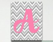 Letter Initial Personalized Print Chevron Baby Shower Gift Art Custom Name Nursery Art Printable