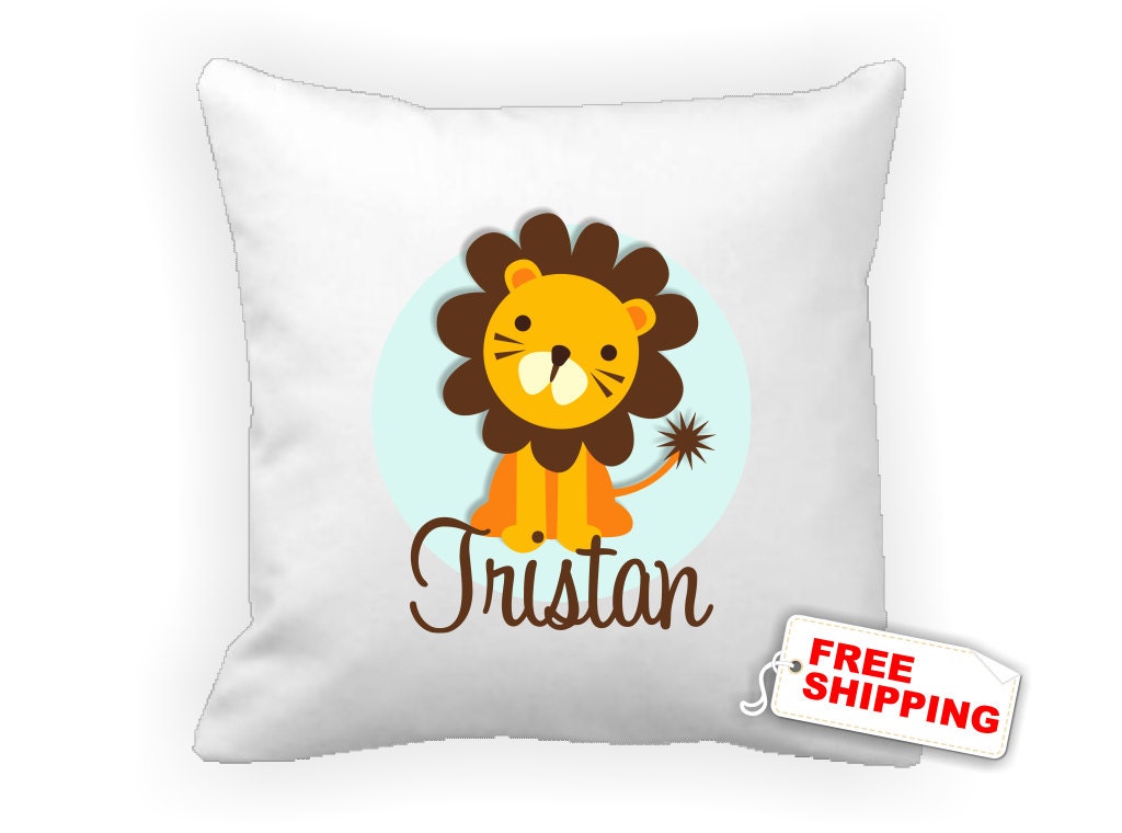 Sweet Lion boys decorative pillow cushion cover - kids personalized bedroom nursery decor - Free shipping