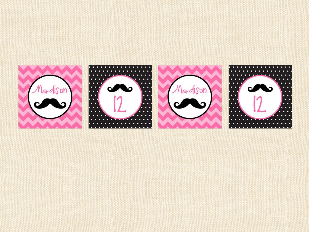 pink mustache birthday cupcake toppers teen tween printable moustache diy pdf