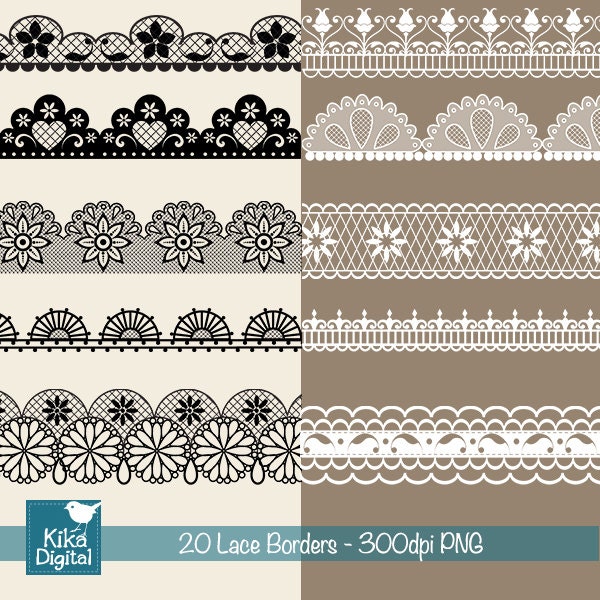 Lace Borders - Digital Clipart / Scrapbooking - card design, invitations, paper crafts, web design - INSTANT DOWNLOAD