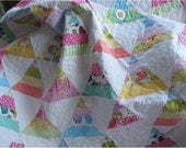 Handmade scrap quilt, baby girl quilt, couch throw, lap quilt, modern quilt, nursery decor, crib quilt