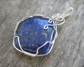 Lapis Lazuli Wire Wrapped Sterling Silver Fill Pendant
