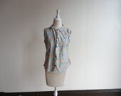 sleeveless collared top, women's tank top, crop top,  floral tank top