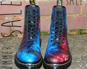 SUMMER SALE Hand painted Union Jack Inspired Galaxy Space Cosmic Print Dr Martens ALL Sizes