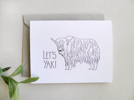 Letterpress Yak - Single Card