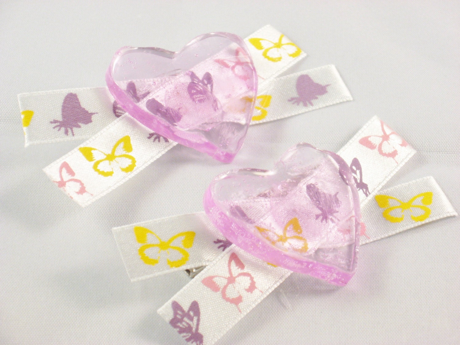 Hair clips with a Lavender Heart