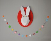 Paper Dotted Rabbit Bust with Garland
