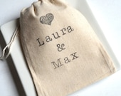 From the Bride and Groom - 10 x Muslin Bags - 4 x 6 inches - wedding, engagement, party