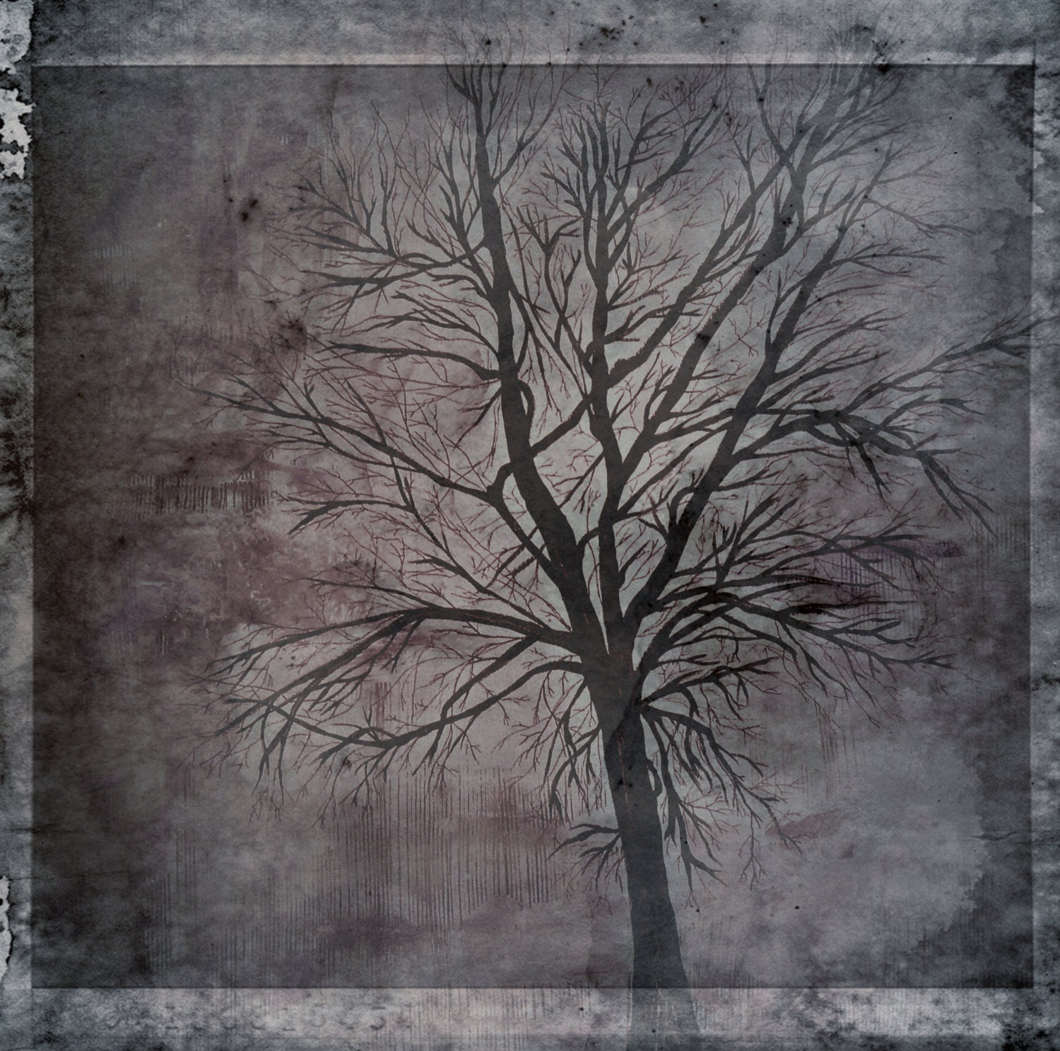 Fine Art Print - Black and White Tree Silhouette - Abstract Landscape - Decorative Art - Wall Decor - 8x8