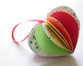 Heart Decoration -Upcycled Vintage Music Sheets with Rainbow Colours - Set of 3