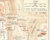 Jerusalem city map,19th century map: Antique 1890s lithograph