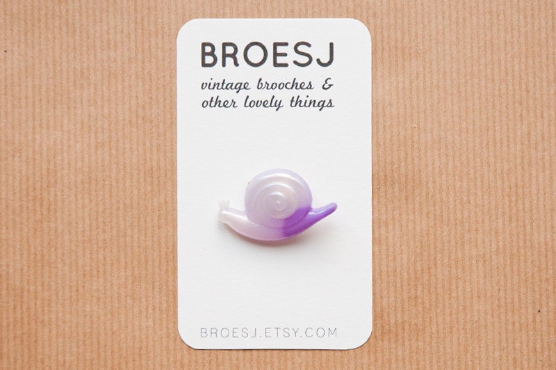 SALE Purple Snail Brooch Plastic Pin