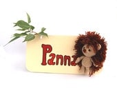 custom name sign HEDGEHOG nursery decor personalized door sign red children's room decor nursery decoration jungle door art wooden plaque