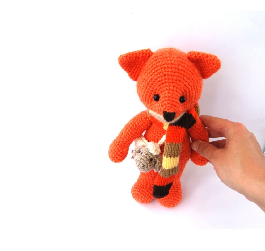 stuffed fox toy, amigurumi orange animal, woodland crocheted toy for children, cuddly doll, outdoor actvity, go outside, climb mountins