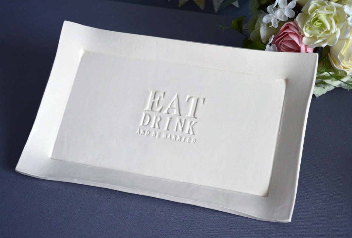 Eat Drink and Be Married Guestbook Platter or Wedding Gift - Gift boxed