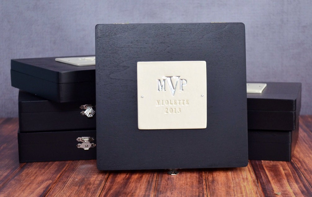 Wedding Gift or Groomsmen Gift - Monogrammed Cigar Boxes - Set of 6  - Gift Boxed