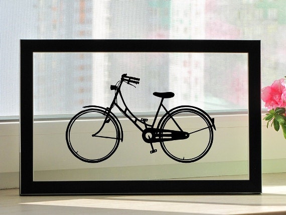 Bicycle Handmade Original Papercut Gift: Hand-Cut Paper Art Silhouette (UNFRAMED)