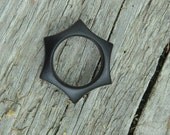 Hand Carved Sun Ray Ring in African Blackwood