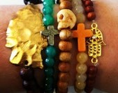 Wood and Arrowhead Bracelet