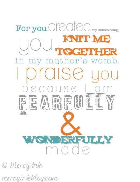PSALM 139 Christian Nursery Scripture Art Baby Boy Girl Room Decor // Shower Gift // COLOR OPTIONS