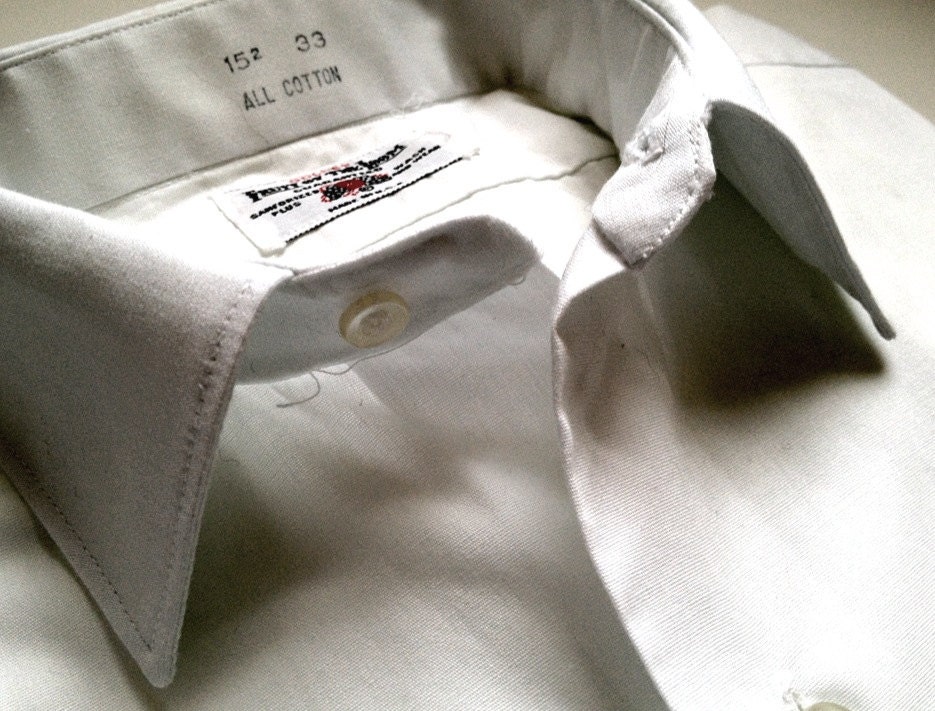 DEADSTOCK Vintage Men's Midcentury Golden Fruit of the Loom White Cotton Dress Shirt -- 15.5-33