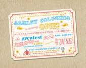 Circus Birthday Invitation - Vintage Inspired Carnival / Retro Circus - Custom, Digital, Printable - Girl or Boy - Blue and Gold Il_170x135