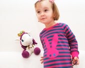 nightie,nightgown,nightwear,pyjama,PJ,long sleeve,kids,children,girls,97% cotton,pink,bunny,easter,handmade in Dresden