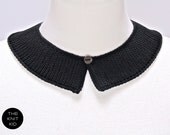 knitted collar black cotton Peter Pan choker knit jewelry theknitkid THE KNIT KID