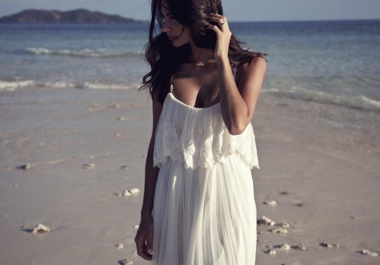 Simplistic beautiful wedding dress with dreamy silk chiffon body and lace bust