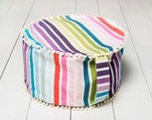 Round Floor Cushion with Handle - Sturdy Cotton Fabric - Outdoor Cushion -  Candy Stripe