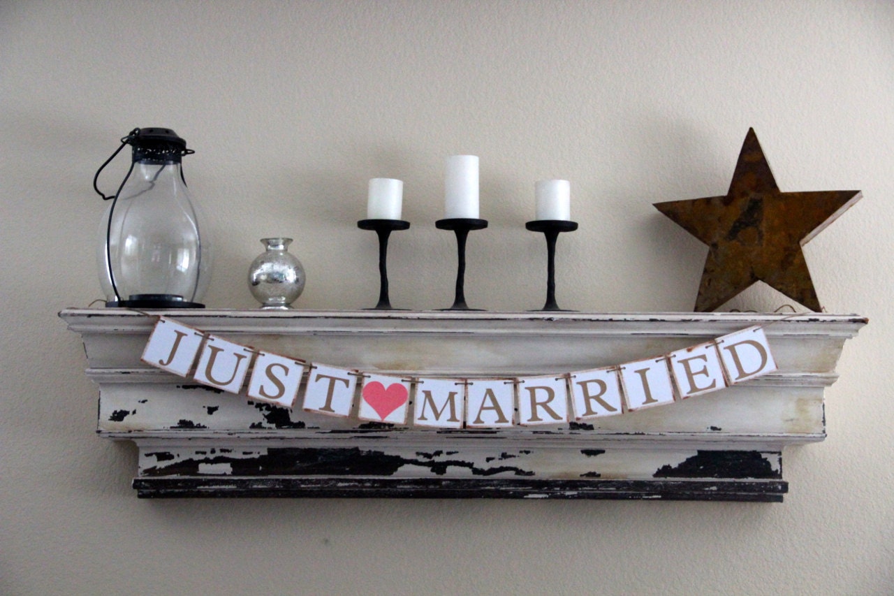 JUST MARRIED Wedding Banner Sign Garland Bunting- Photo prop or decoration