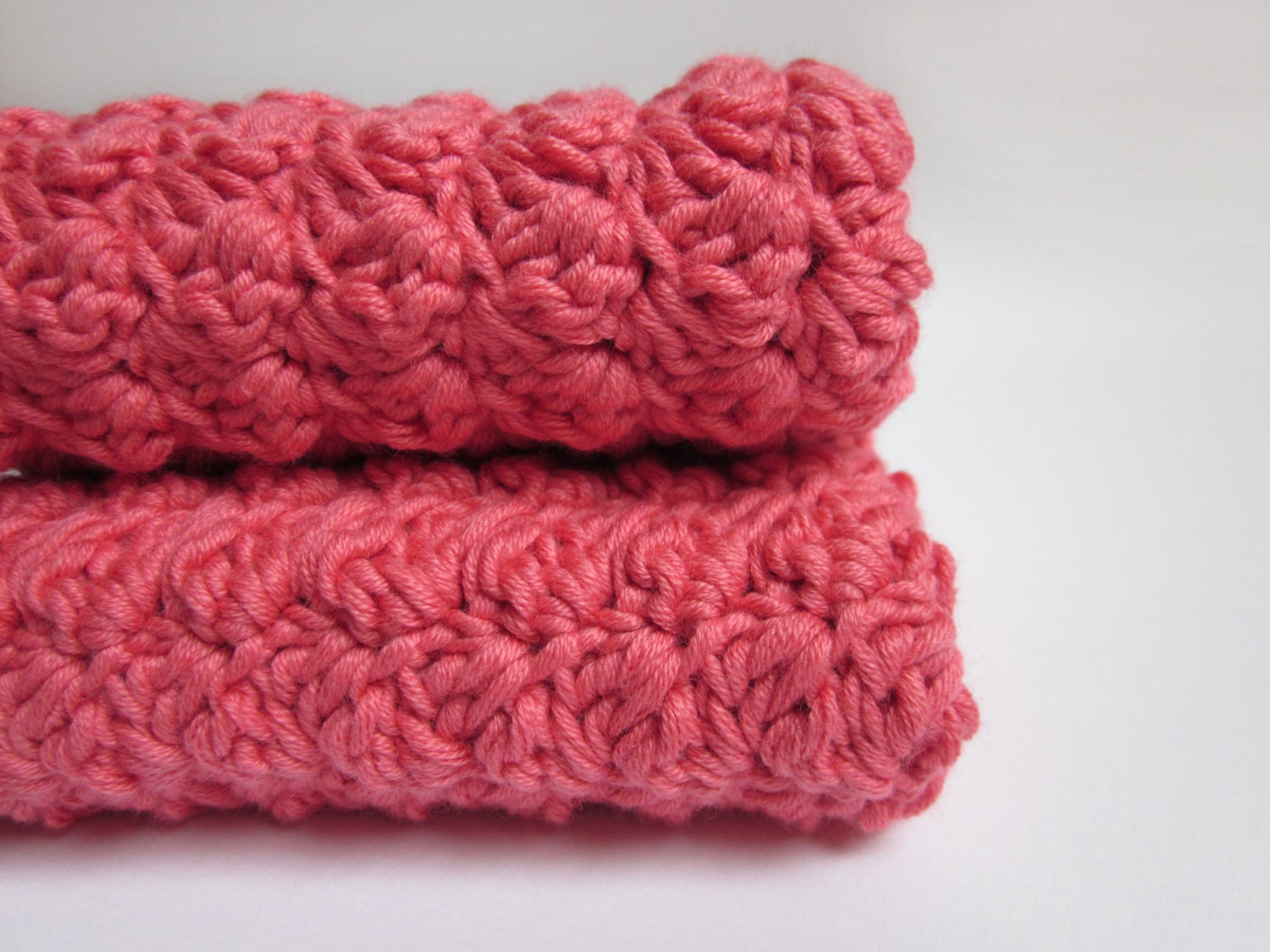 Coral Crochet Baby Washcloths Made From Organic Cotton