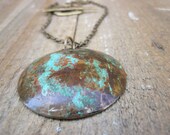 Earthy Copper Bowl Necklace- Patina copper bowl boho necklace