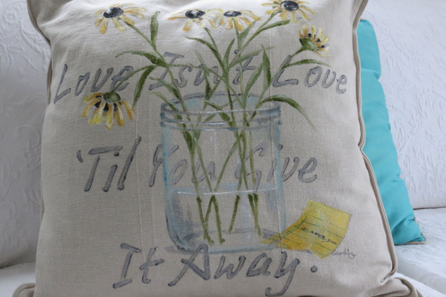 Novelty Gift Pillow Sham - Original Hand painted Wedding/Anniversary pillow cover