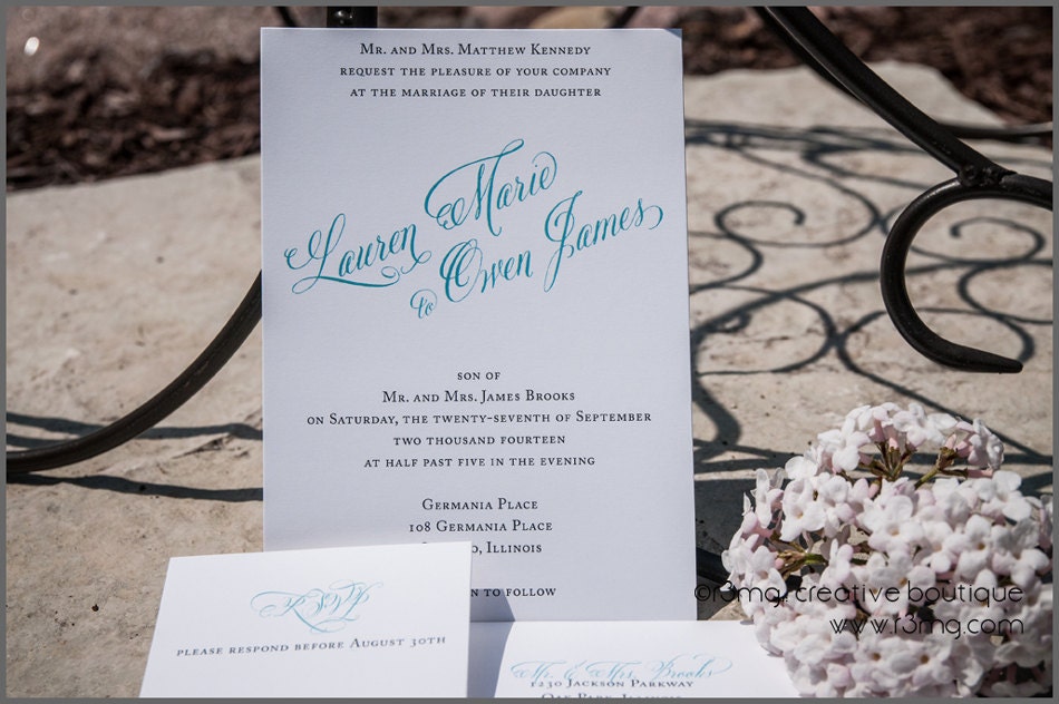 Formal and Fancy Diagonal Script Wedding Invitations - Bronze Level