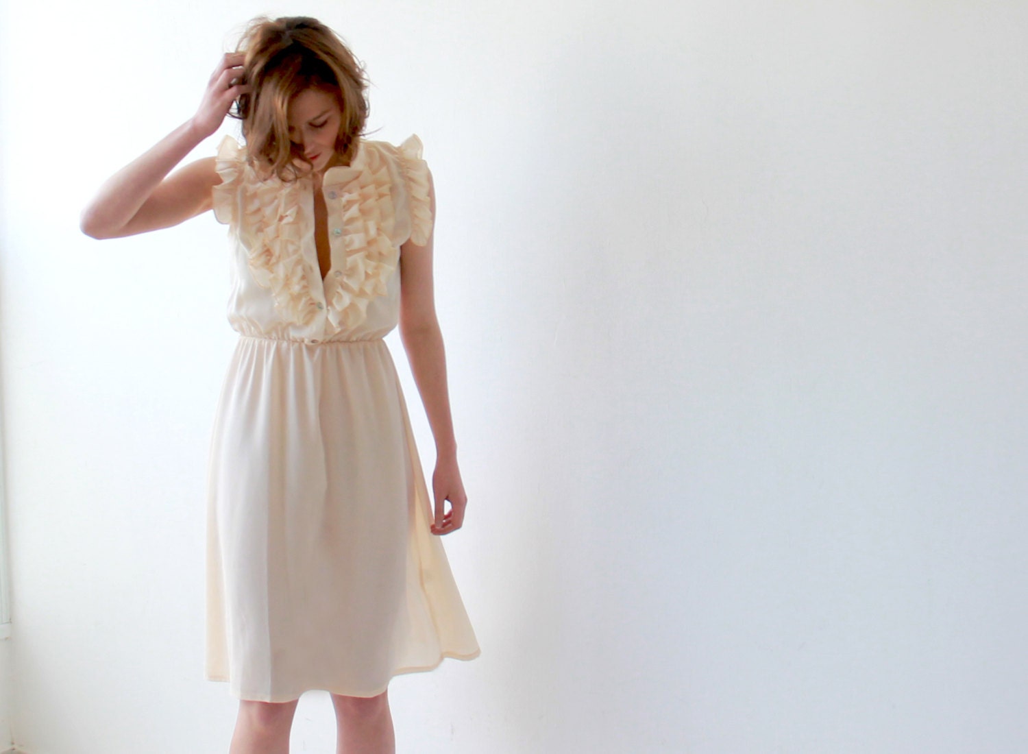Yellow sundress , Women Ruffle Dress , Yellow Summer Dress,