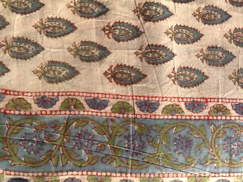 Indian Block Printed Cotton Fabric Panel / Meditation Wrap / Scarf