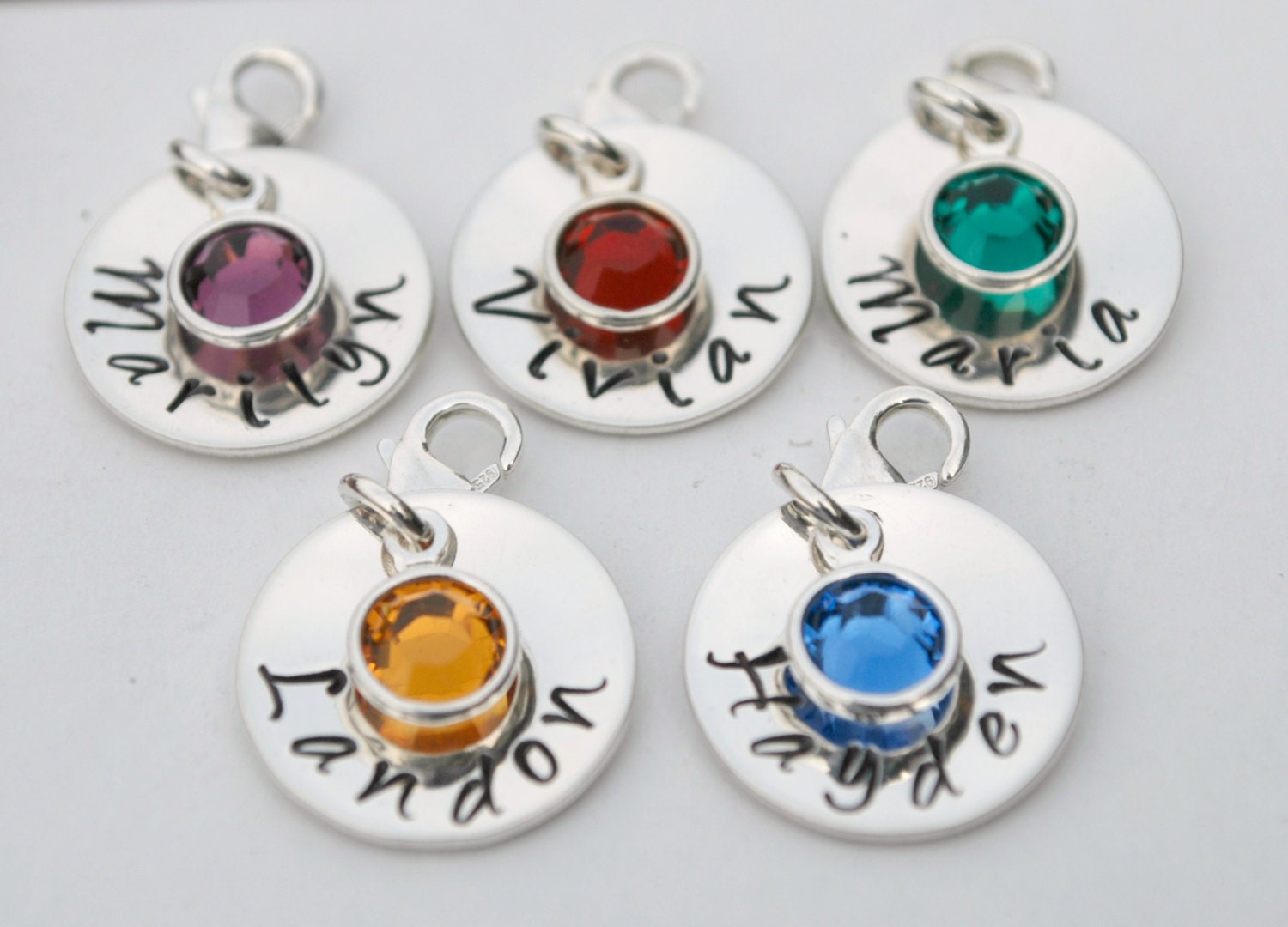 Personalized Hand Stamped Name Charm for Bracelet Sterling Silver