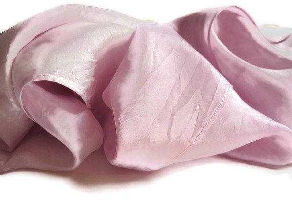 Hand Dyed Silk Scarf, Light Purple, Habotai