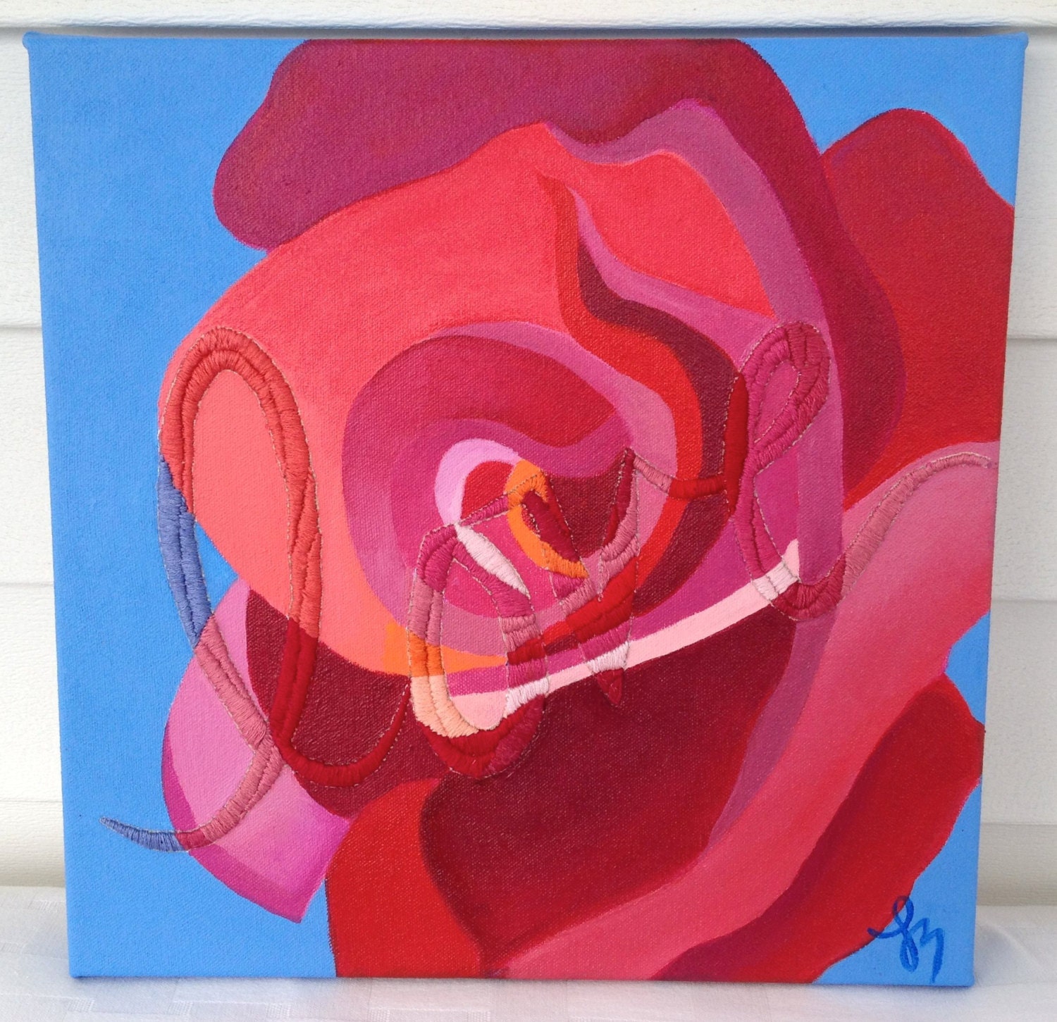 Original Embroidered Painting - Love in My Secret Garden